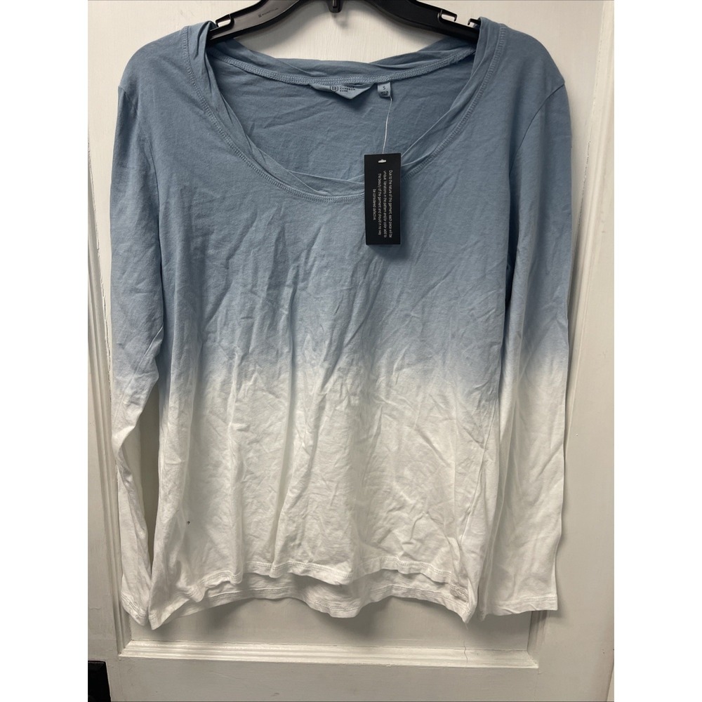 NWT Candace Cameron Bure Oversized Light Blue Ombre L/S Tee Fits Like Large